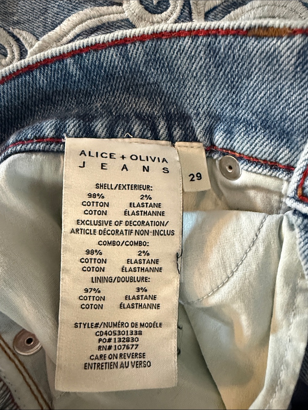 Alice + Olivia cropped Bootcut Embroidered Women’s Jeans - Picture 5 of 6